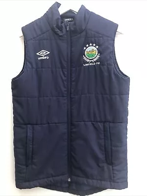 LINFIELD Football Gilet Jacket Umbro Blue Full Zip Training Mens Small S • £24.95