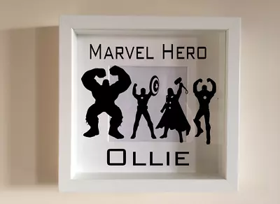 Box Frame Vinyl Decal Sticker Wall Art Quote Marvel Hero Name Figures • £2.99