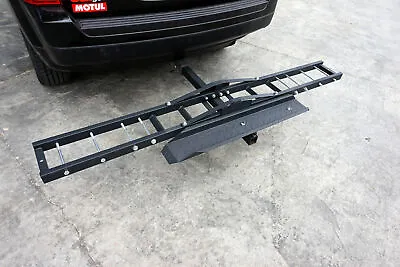 Steel Motorcycle Scooter DirtBike Carrier Hauler Hitch Mount Rack Ramp Anti Tilt • $93.64