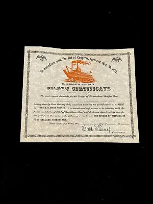 Vintage 60's 70’s Mark Twain Riverboat Pilot's Certificate Frontierland Disney * • $49.99