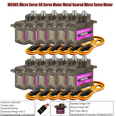 £18.80 • Buy Mini Micro Servo Motor MG90S Metal Geared 9G For RC Helicopter Plane Boat Car UK
