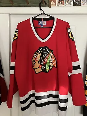 Vintage 90’s Chicago Blackhawks Starter NHL Hockey Jersey Adult Size L  • $42