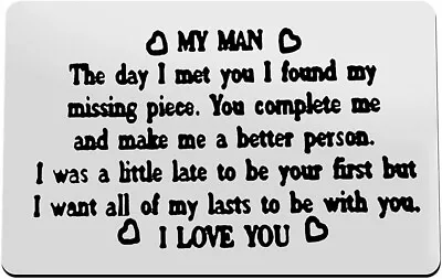 Metal Wallet Insert Card To My Man Gift Anniversary Card Gift For Him Birthday • £3.99