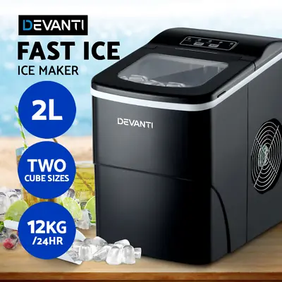 Devanti Portable Ice Maker Commercial Machine Ice Cube 2L Bar Countertop Black • $129.95