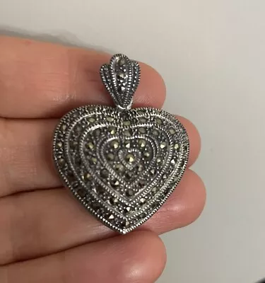 Vintage Sterling Silver Puffed Heart Pendant • $78