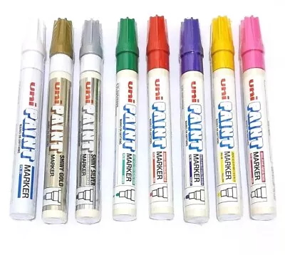 UNI PAINT OIL BASED OPAQUE MARKER PENS - 8 COLOURS - 2.2~2.8mm (MEDIUM FINE) • £3.49