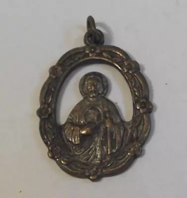 Vtg Floral Ornate Pendant Medal St Jude Patron Of Hopeless Cases Pray For Us • $20