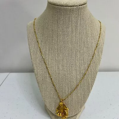 Monet Leaf Necklace Gold Tone Dipped Lettuce Kale Vintage Textured • $9