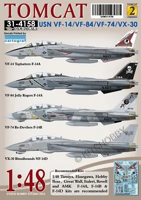 DXM Decal 1/48 USN F-14 Tomcat Collection 2 (VF-14 / VF-84 / VF-74 / VX-30) • $18