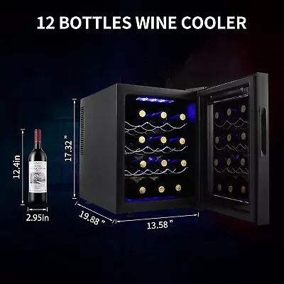 12 Bottle Wine Cooler Refrigerator Compact Mini Wine Fridge With Digital Temper • $50