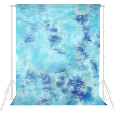 LS 1PC 6' X 9' Blue Muslin Tie Dye Backdrop Cotton Background Screen Hand Dyed • $30.08