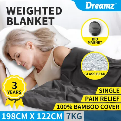 Dreamz 7KG Weighted Blanket Promote Deep Sleep Anti Anxiety Single Dark Grey • $85.99