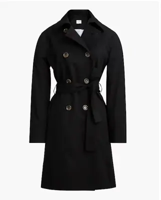 J.Crew $248 Petite Trench Coat Black Size 6P BO623 • $205.16