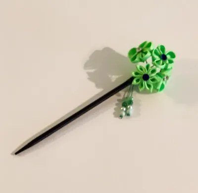 £12.94 • Buy Japanese Kanzashi Geisha Girl Hair Stick In Green Color W Rhinestones