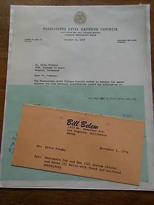 Elvis Presley Music Ephemera Memorabilia Wage Receipt Shirt Bill Thankyou Letter • $12.62