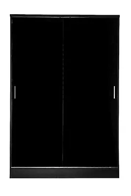 REFLECT XL 2 Door Sliding Wardrobe Gloss Bedroom Furniture BLACK & BLACK OAK • £204.74