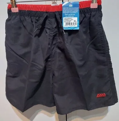 Boys Zoggs Black & Red Swim Shorts Size Xl Age 14 - 15 Years Waist 29  74cm • £6.95