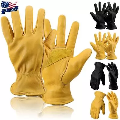 Heavy Duty Gardening Gloves Men Women Thorn Proof Leather Yard Work Gloves US • $9.89