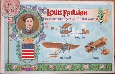 French Aviation 1911 Litho Postcard-Beziers/Paulhan/Voisin-Mellone/Artist-Signed • $14.99