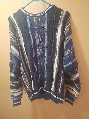 Vintage Lorenzo Italy Coogi Type 3D Knit Multi Color Sweater L • $21.28