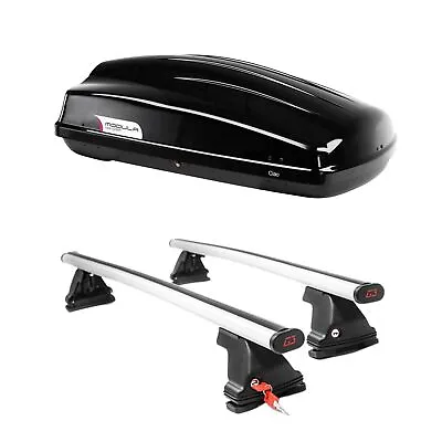 G3 Aero Roof Bars With Roof Box 340L For Lancia Ypsilon 2003-2011 3 Door ONLY • £328.95