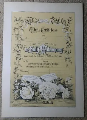 Rare Blank 1914 Wedding Marriage Certificate Large 12 X 17 Crider & Bros York PA • $14.99