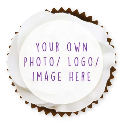 24 Personalised Your Own Photo Image Logo Party Business Edible Cup Cake Toppers • £2.29