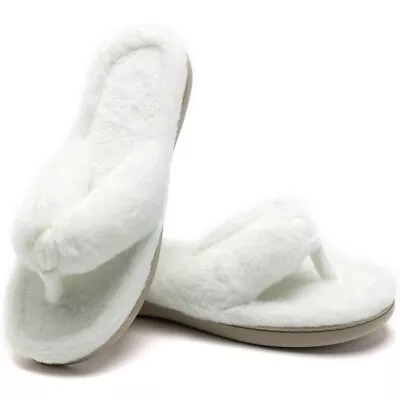 Memory Foam Soft Plush Flip Flops White Size 9/10 • $12.99