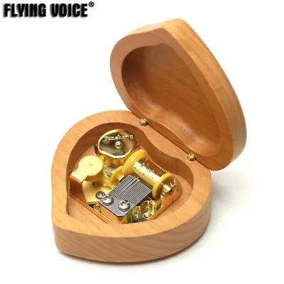 Wood Heart Music Box Wind Up 40 Tunes Option Xmas Birthday Present Gift Toys  • $32.99