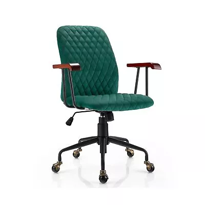 Giantex Home Office Desk Chair Green Vintage Adjustable Swivel Rolling Chair... • $106.73