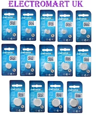 1 X Renata 3v Lithium Coin Cell Battery Batteries Swiss Made All Sizes • £2.90