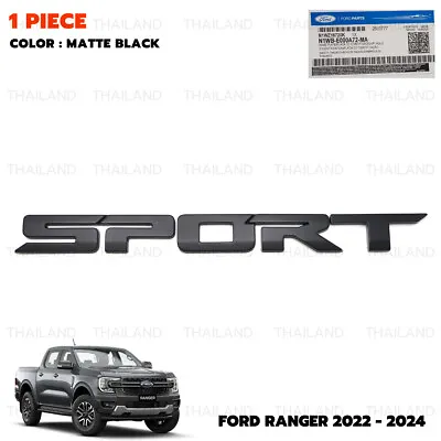 For Ford Ranger Next Gen XLT 2022 - '24 Logo Sport Matte Black Tailgate Emblem • $75.38