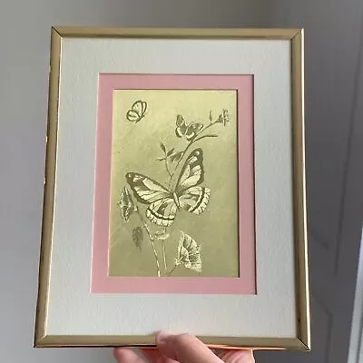 Vintage Butterfly Art Foil Print Gold 8 ×10  Optical Illusions Manifestions Inc. • $22