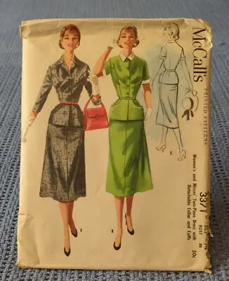 Vintage McCALL's Printed SEWING PATTERN Dated 1955 #3371 ~ TWO-PIECE DRESS • $16.50