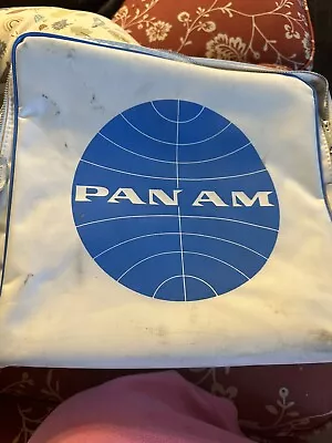 Vintage Pan Am Vinyl Airlines Jet ' Bag Logo 20th C. Collectible Period Original • $25