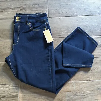 Michael Kors Selma Straight Leg Higher Rise Indigo Blue Jeans Women's 16 (M) • $59