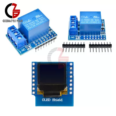 5/12V WeMos D1 Mini 1CH Relay Shield WiFi 0.66 Inch OLED I2C For Arduino ESP8266 • $3.34