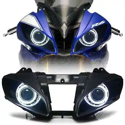 Assembly Headlight White Double Angel Eyes For Yamaha YZF-R6 2008-2016 55W HID • $200