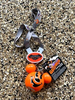 Disney Parks Halloween 2020 Mickey Mouse Pumpkin Lights Pendant Glow Lanyard X3 • $15