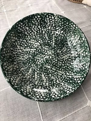 £24.09 • Buy RARE La Primula SRL  13” Large Serving Bowl Green Spongeware - Folk Craft ITALY