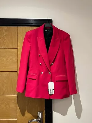 ZARA NEW WOMAN TAILORED DOUBLE-BREASTED BLAZER JACKET FUCHSIA Size XS • $44.20