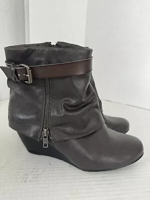 Blowfish Brown Wedge Heel Ankle Boots Size 9.5 Womens • $12.95