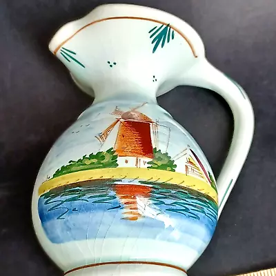 Delft Coloured Hand-painted Holland Miniature Pitcher Vase Windmill Vintage 5in • $29