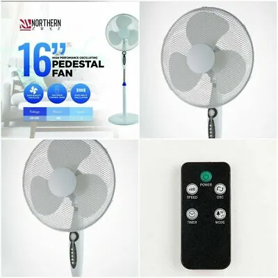 £34.29 • Buy 16  Electric Oscillating Pedestal Air Cooling Fan With Remote Control Standing