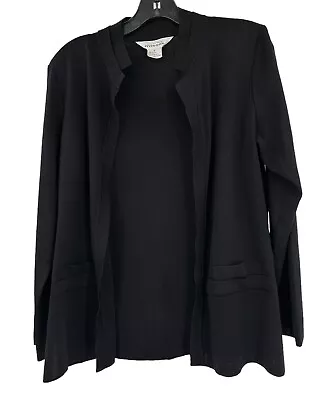 Exclusively Misook Sweater Womens S Black Open Front Knit Long Sleeve Cardigan • $38