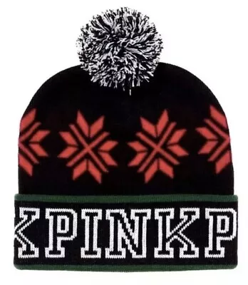 Victoria Secret Vs Pink Snowflake Knit Beanie/pom Hat/cap Outdoor/winter.new • $16.99