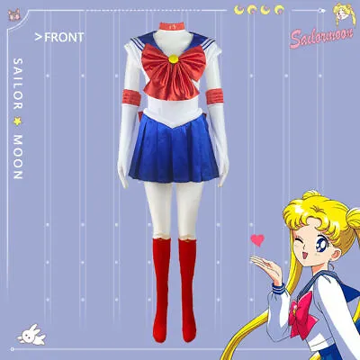 Anime Sailor Moon Cosplay Costume Tsukino Usagi Uniform Dress Outfit • £18.76