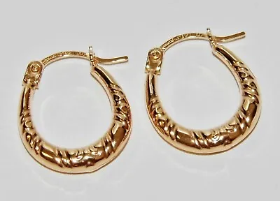 9ct Gold Childrens / Baby Oval Creole Hoop Earrings - Solid 9ct Gold - New • £29.95