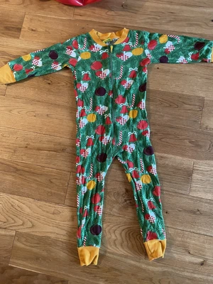 £13.50 • Buy Duns 104cm 3-4 Years Zipsuit All In One Pyjamas Christmas Baubles Organic Vguc