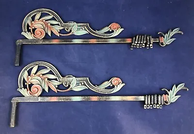 Vintage Victorian Art Deco Metal Swing Arm Extendable Curtain Rod No Brackets • $15.95